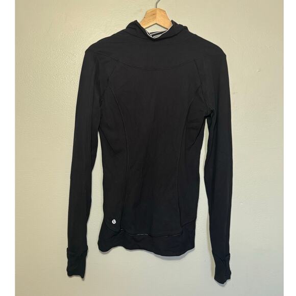 Women's Size 8 Lululemon Think Fast 1/4 Zip Jacket Black Striped Collar Rulu - Picture 6 of 8